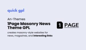 1Page Masonry WordPress News Theme GPL – QuickGPL